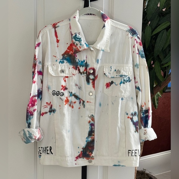 Wren + Glory Jackets & Blazers - *NWOT* - WREN & GLORY COLORFUL SPLATTER DENIM JACKET